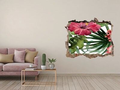 3D wall hole Tropical flowers