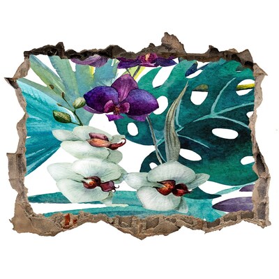 Hole wall sticker Hole-in-the-wall tropical garden