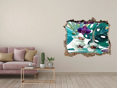 Hole wall sticker Hole-in-the-wall tropical garden
