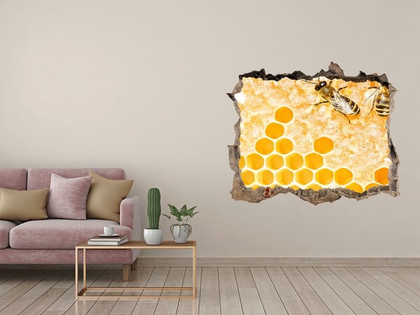 3D wall hole wallpaper Hives in the wall