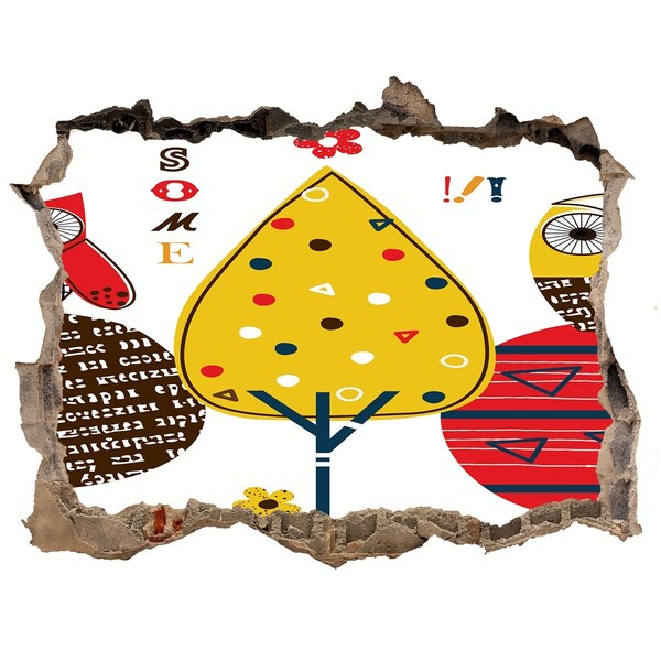 Hole in the wall sticker Colorful trees in a hole in the wall