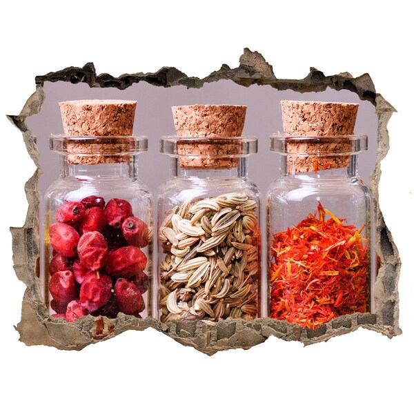 Hole wall sticker Spices in glass jars
