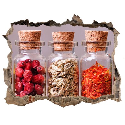 Hole wall sticker Spices in glass jars