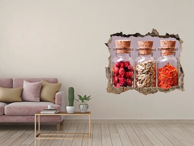 Hole wall sticker Spices in glass jars