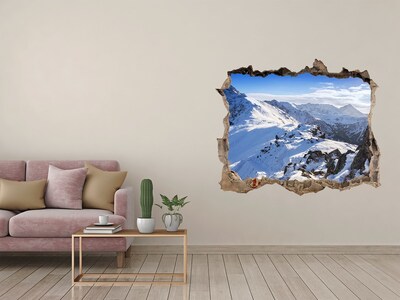 Hole wall sticker Mountain landscape in winter scenery