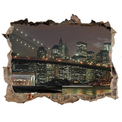 Hole in the wall sticker New York at night through a hole in the wall