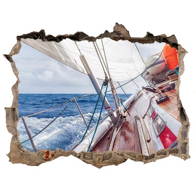 Hole in the wall sticker Sailboat at sea