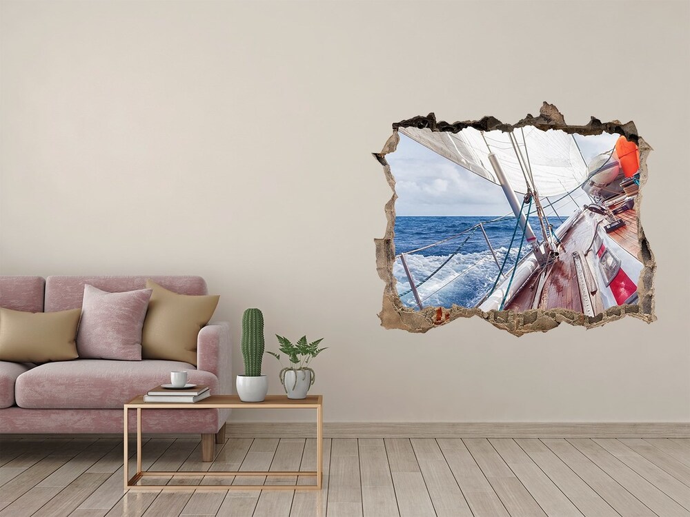 Hole in the wall sticker Sailboat at sea