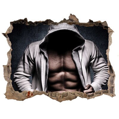 Hole in the wall sticker Intense workout in urban style