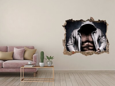 Hole in the wall sticker Intense workout in urban style