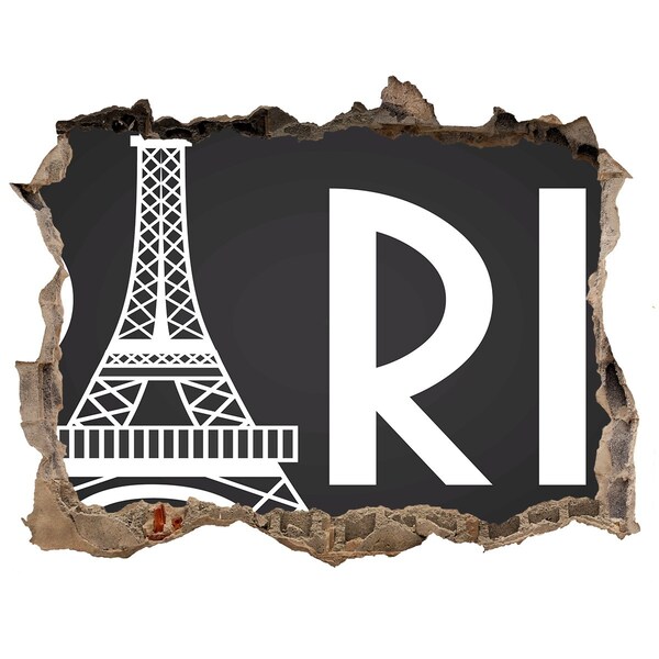 Hole in the wall decal The Eiffel Tower in ruins
