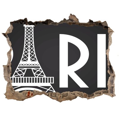 Hole in the wall decal The Eiffel Tower in ruins