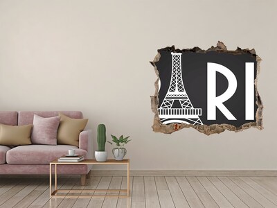 Hole in the wall decal The Eiffel Tower in ruins