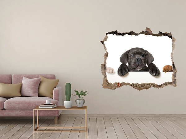 Hole in the wall sticker Sweet puppy from behind the wall