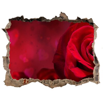 Hole in the wall sticker Red roses in hearts