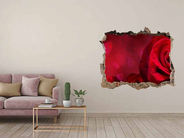 Hole in the wall sticker Red roses in hearts