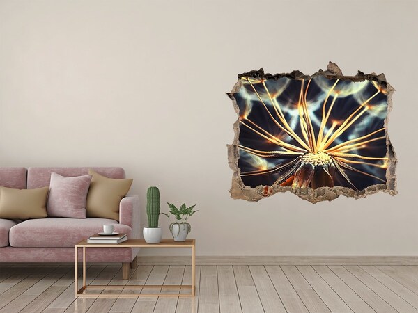 3D wall hole wallpaper Flower from the fire