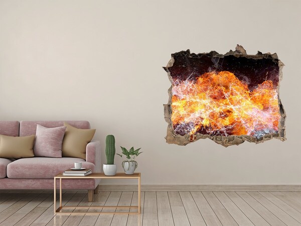 Hole in the wall decal Fire versus water