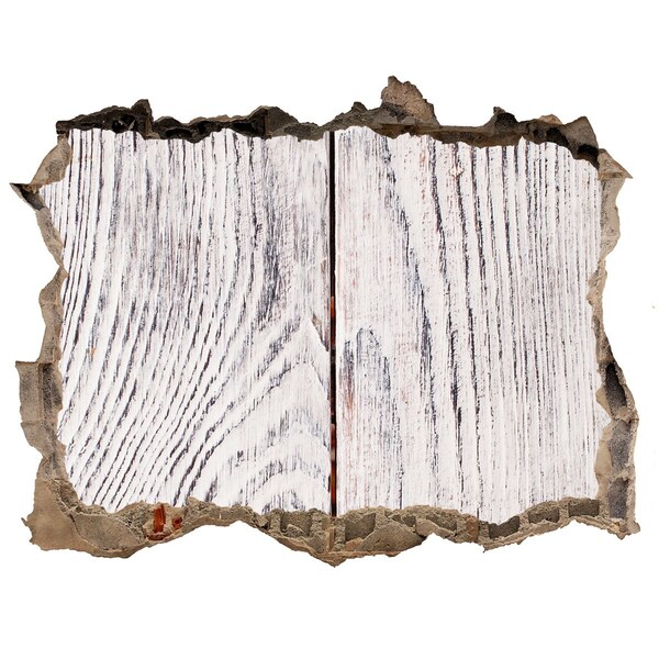 3D wall hole wallpaper Wooden board in a damaged wall
