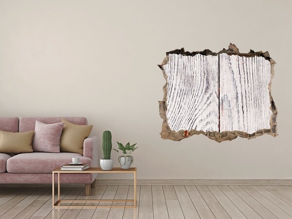 3D wall hole wallpaper Wooden board in a damaged wall