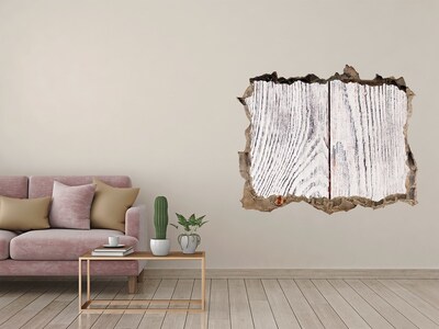 3D wall hole wallpaper Wooden board in a damaged wall