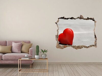 3D wall hole wallpaper Hearts on wood