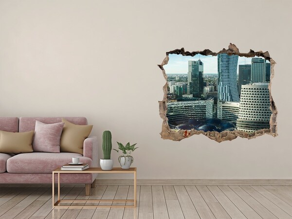 Hole in the wall sticker View of the modern city
