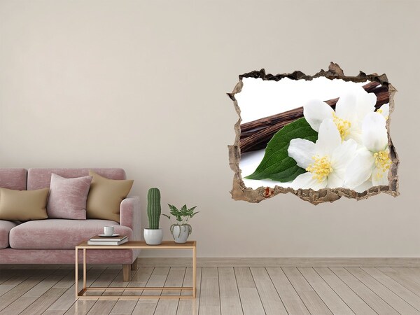 Hole in the wall sticker Jasmine flowers in concrete