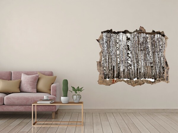 Hole wall sticker Winter birch forest