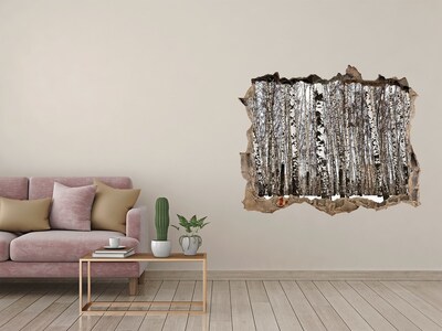 Hole wall sticker Winter birch forest