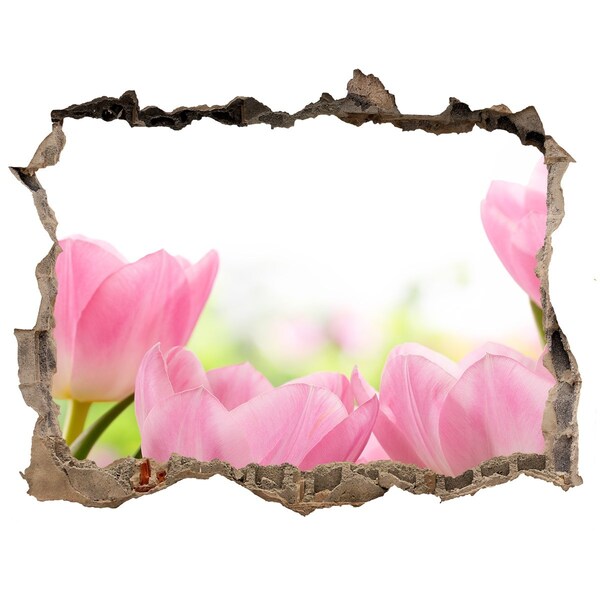 Hole in the wall sticker Pink tulips