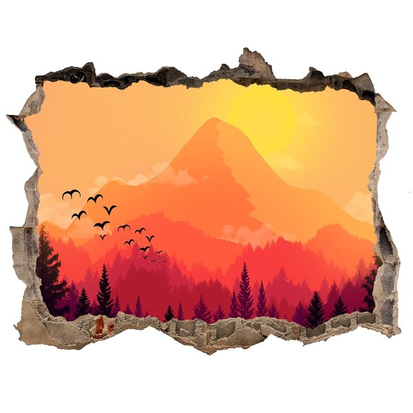 Hole wall sticker Sunset in the mountains