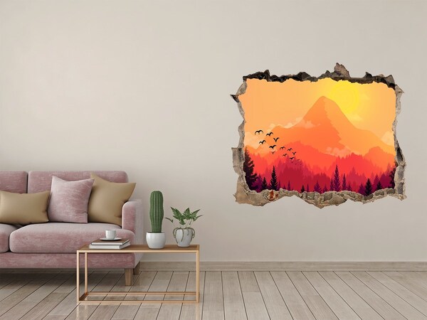Hole wall sticker Sunset in the mountains