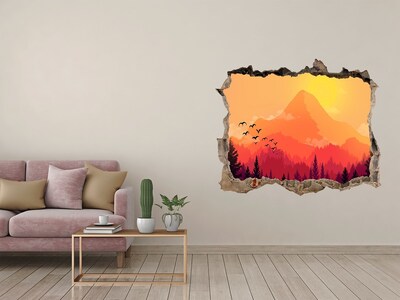 Hole wall sticker Sunset in the mountains