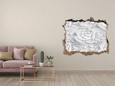 3D wall hole wallpaper Floral illusion in concrete