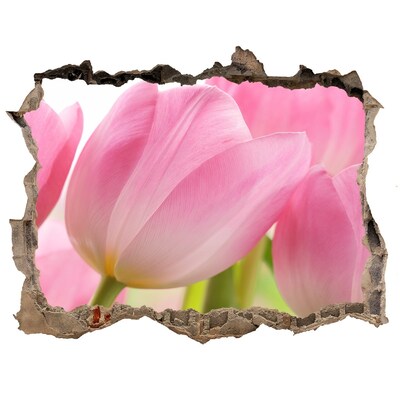 Hole wall sticker Pink tulips