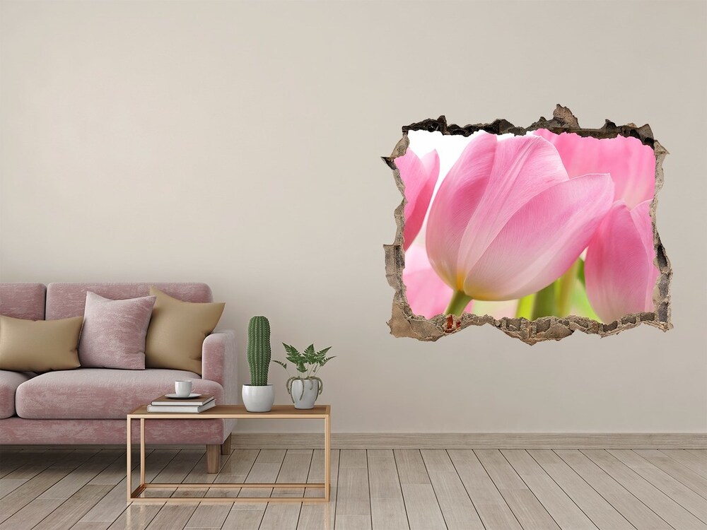 Hole wall sticker Pink tulips