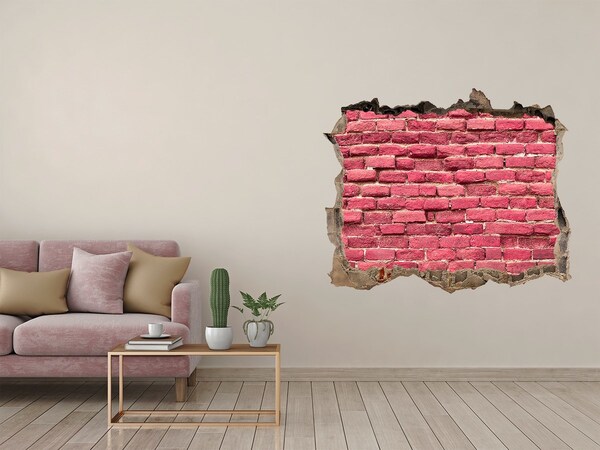 Hole wall sticker Red brick in the wall