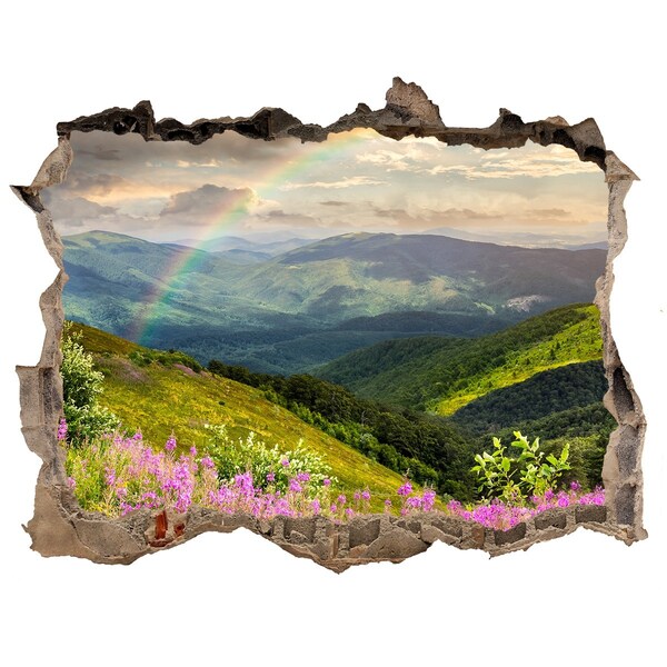 Hole wall sticker Rainbow mountain landscape