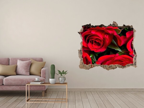 Hole in the wall sticker Red roses