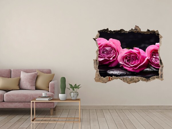 Hole in the wall decal Pink roses