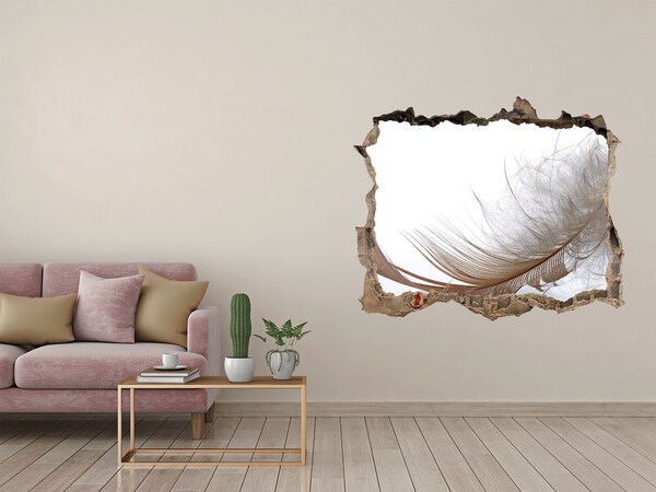Hole in the wall decal Delicate feathers in the water