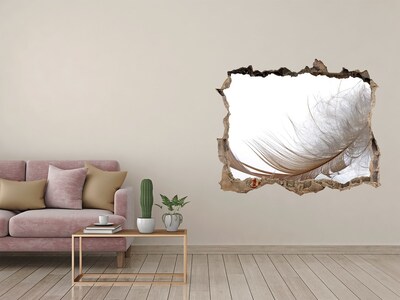Hole in the wall decal Delicate feathers in the water