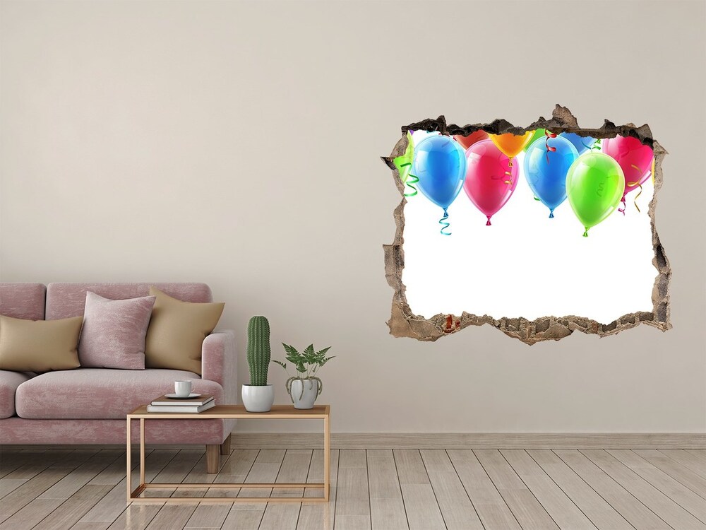 Hole in the wall sticker Colorful balloons