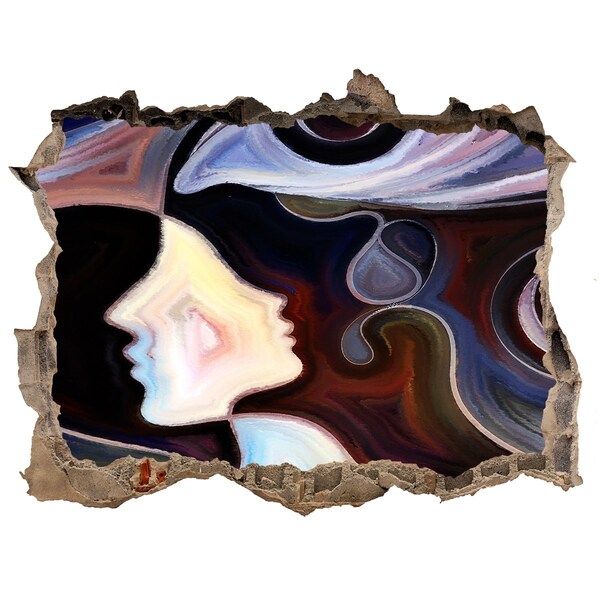 Hole in the wall sticker Faces in the chaos of colors