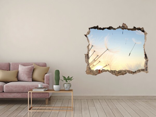 Hole in the wall decal Flower landscape at sunrise