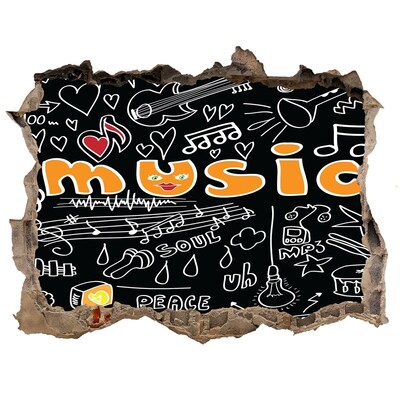 3D wall hole wallpaper The musical world behind the wall