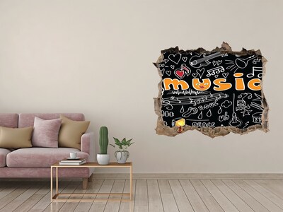 3D wall hole wallpaper The musical world behind the wall