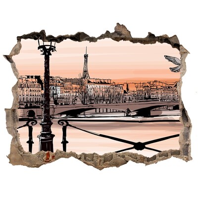 Hole in the wall decal Paris sunset