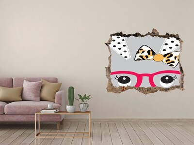Hole in the wall decal Kitten with glasses